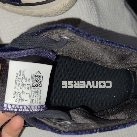 CONVERSE Velvet Size 7 Navy High-Top Sneakers with Studs - Picture 10 of 15